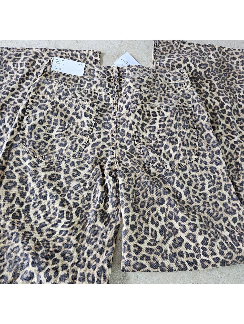 American Eagle Leopard Print Wide Leg Pants sz 2 Long - Picture 7 of 12